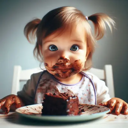 Der Schokoladenkuchen schmeckt!