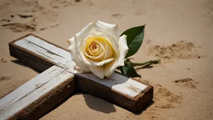 Rose auf einem Kreuz