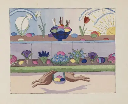 Hase verteilt die Ostereier