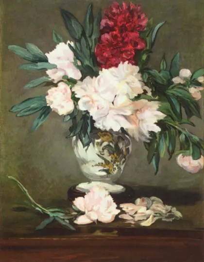 Vase mit Pfingstrosen