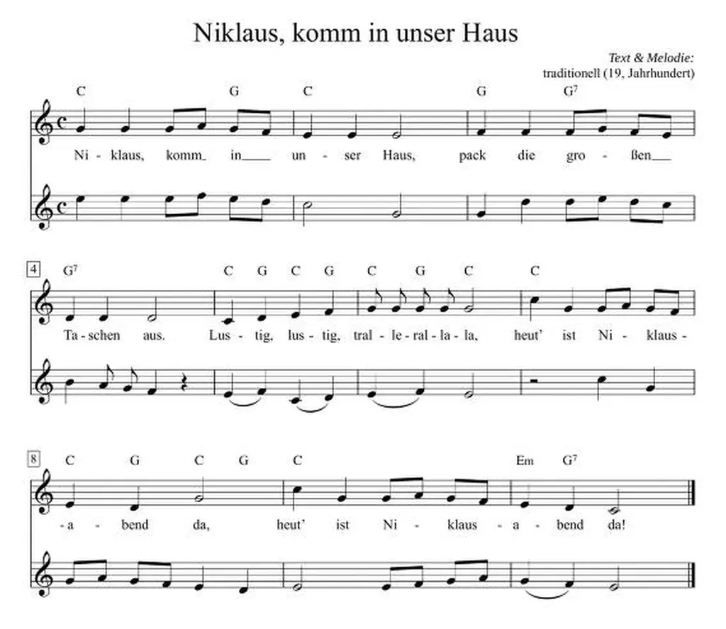 Noten: Niklaus komm in unser Haus