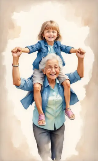 Glückliche Oma spielt mit Enkelin