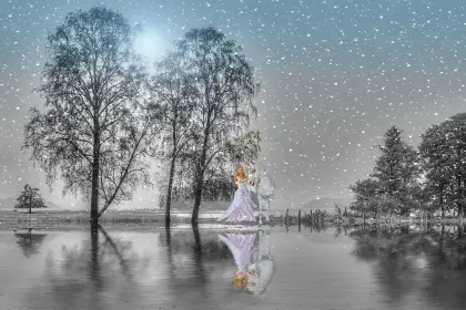 Magischer See im Winter