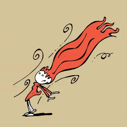 Haare eines Mädchen wehen im Wind
