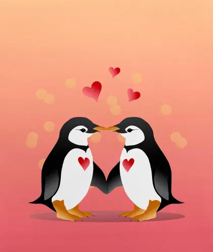 Zwei Pinguine mögen sich