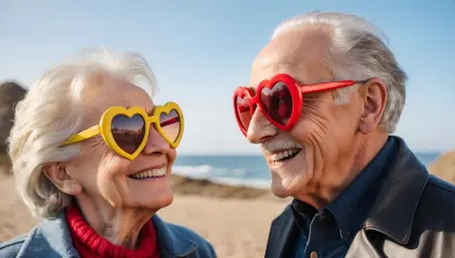 Älteres Paar mit lustiger Brille