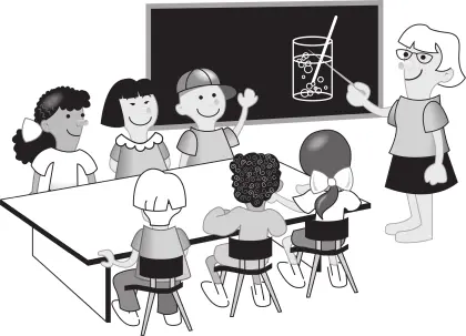 Lehrerin vor der Schulklasse
