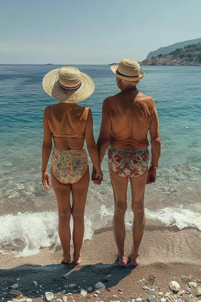 Älteres Paar am Strand