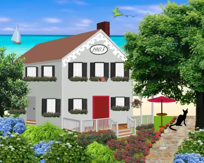 Ein Haus mit vielen Blumen